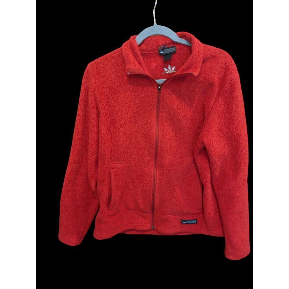 REI Full Zip Long Sleeve Fleece Sweater Red Women's Size Large Fits Med